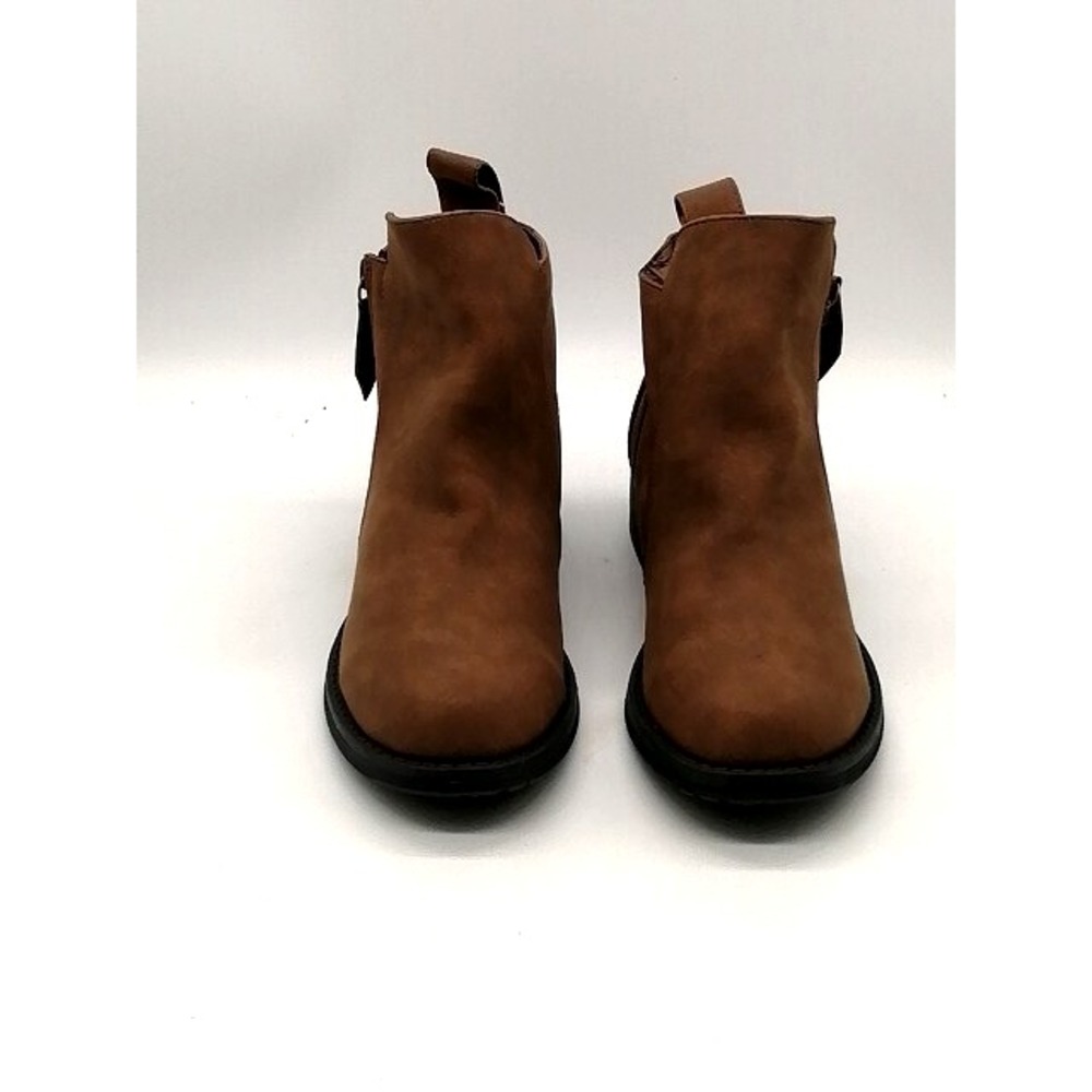 LUK EES Boots Womens Brown 7.5 Suede Ankle Bootie Shoe Side Zip WLP 6134 NEW